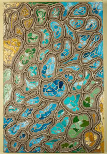 Waves created by 3D rope and pools of water of various colors and high glass