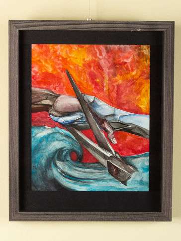 Two hands bound together being severed by shears. 