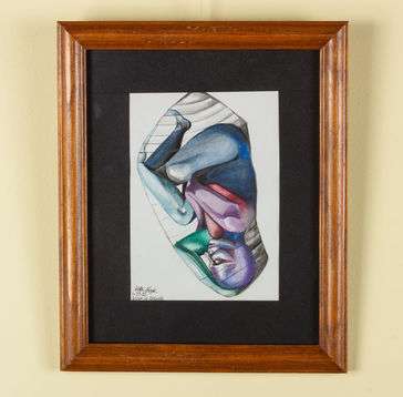 Colorful figure in a transparent chrysalis. 